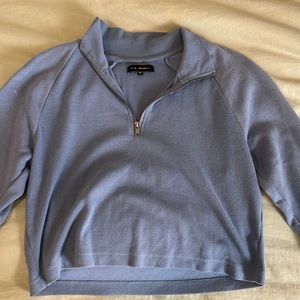BLUE CROPPED QUARTER ZIP SWEATSHIRT